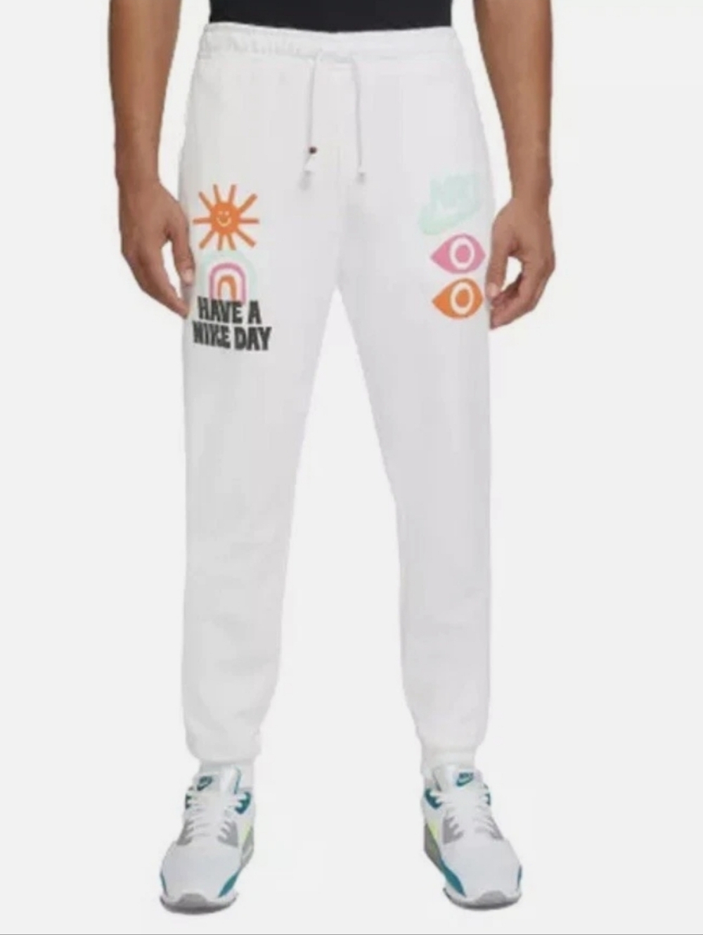NWT Men's Nike White 'Have A Nike Day' Graphic Joggers